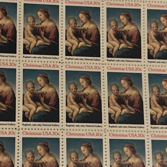 MNH Scott #2107 Christmas Madonna 50 20c Stamp Sheet - Picture 2 of 2